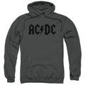 AC/DC Worn Logo Mens Hoodie Charcoal