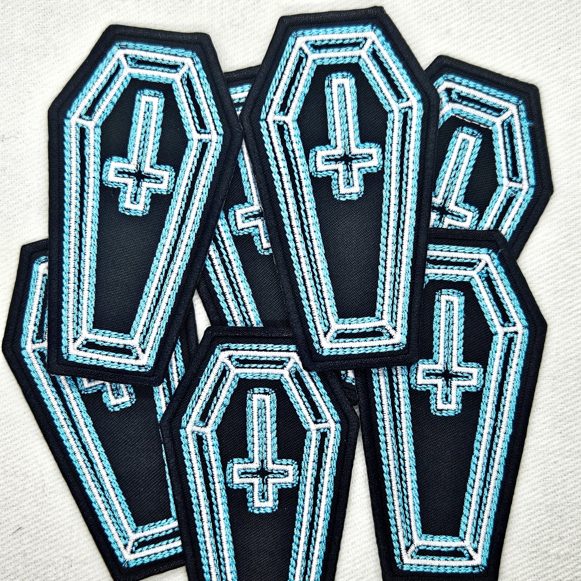 Neon Coffin Cross Patch