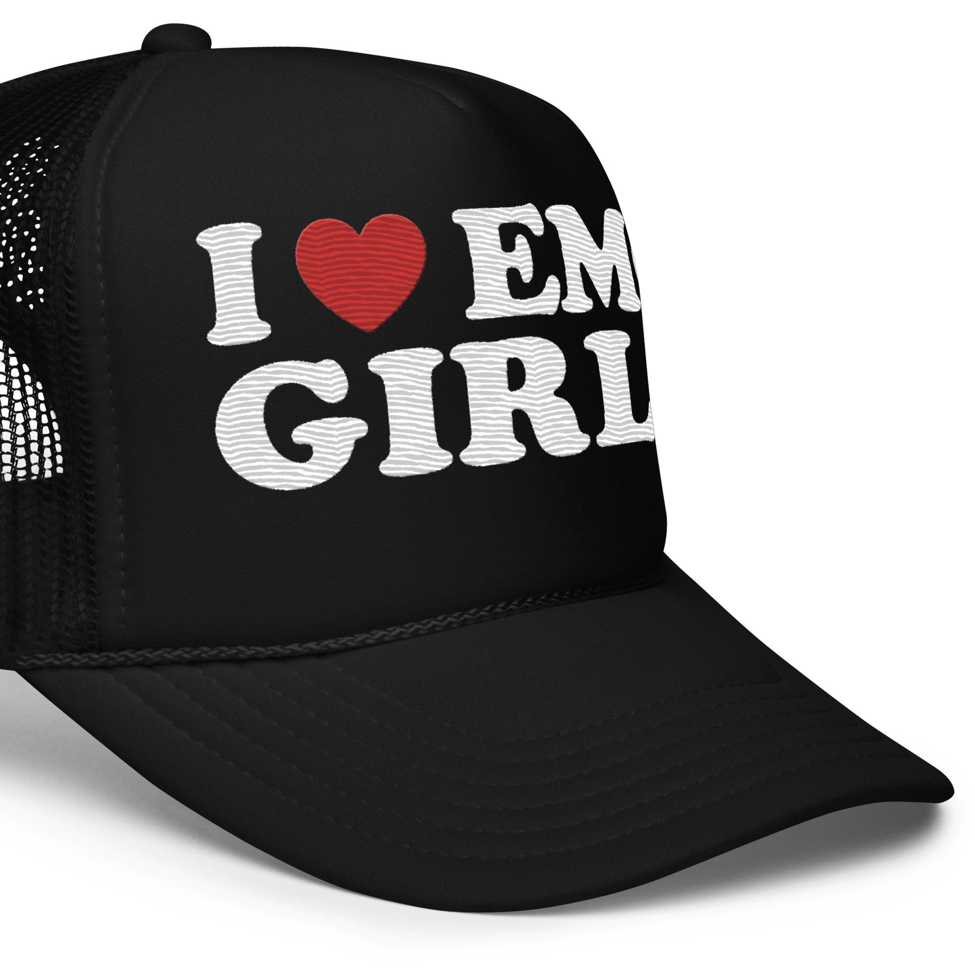 I Heart Emo Girls Foam Embroidered Trucker Hat