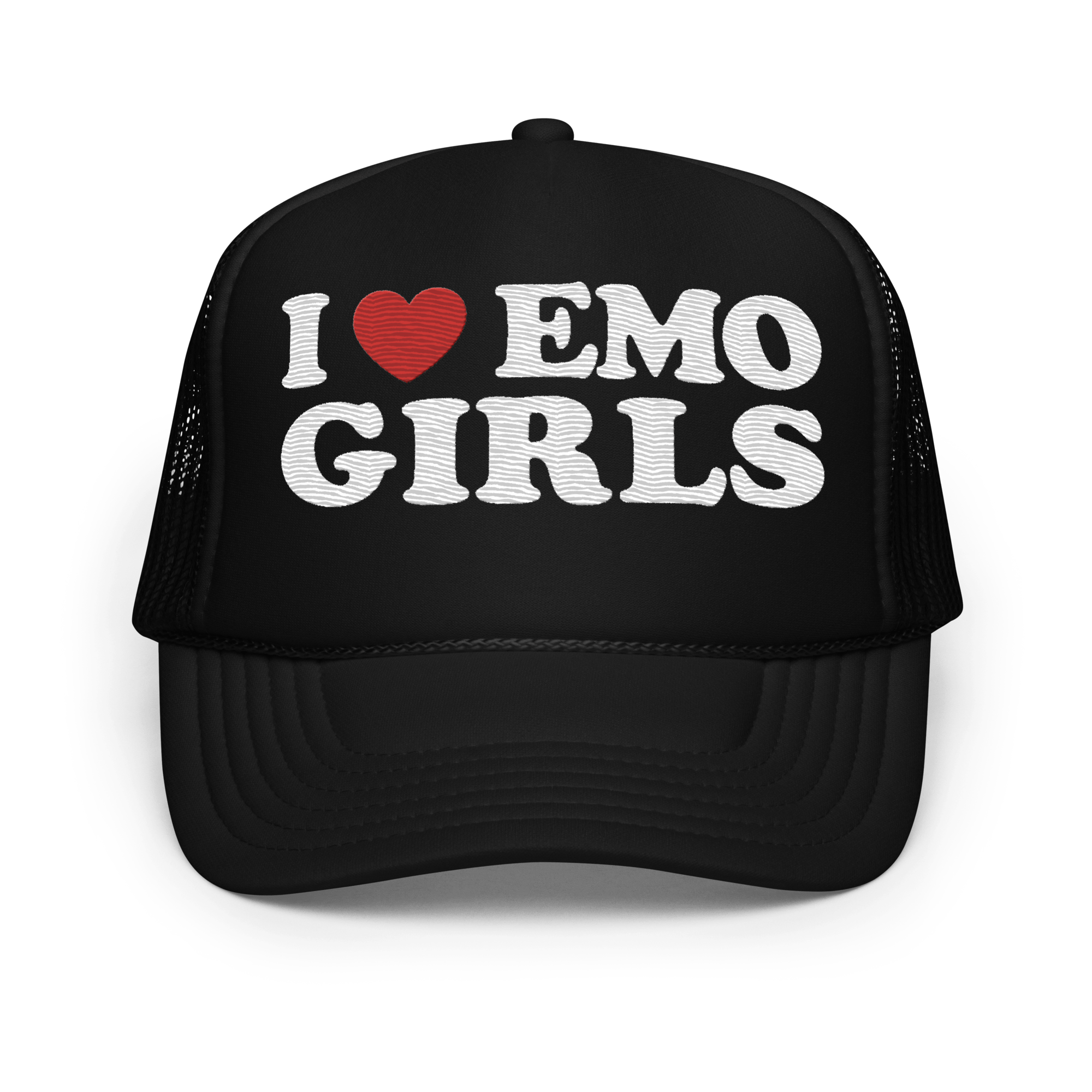 I Heart Emo Girls Foam Embroidered Trucker Hat