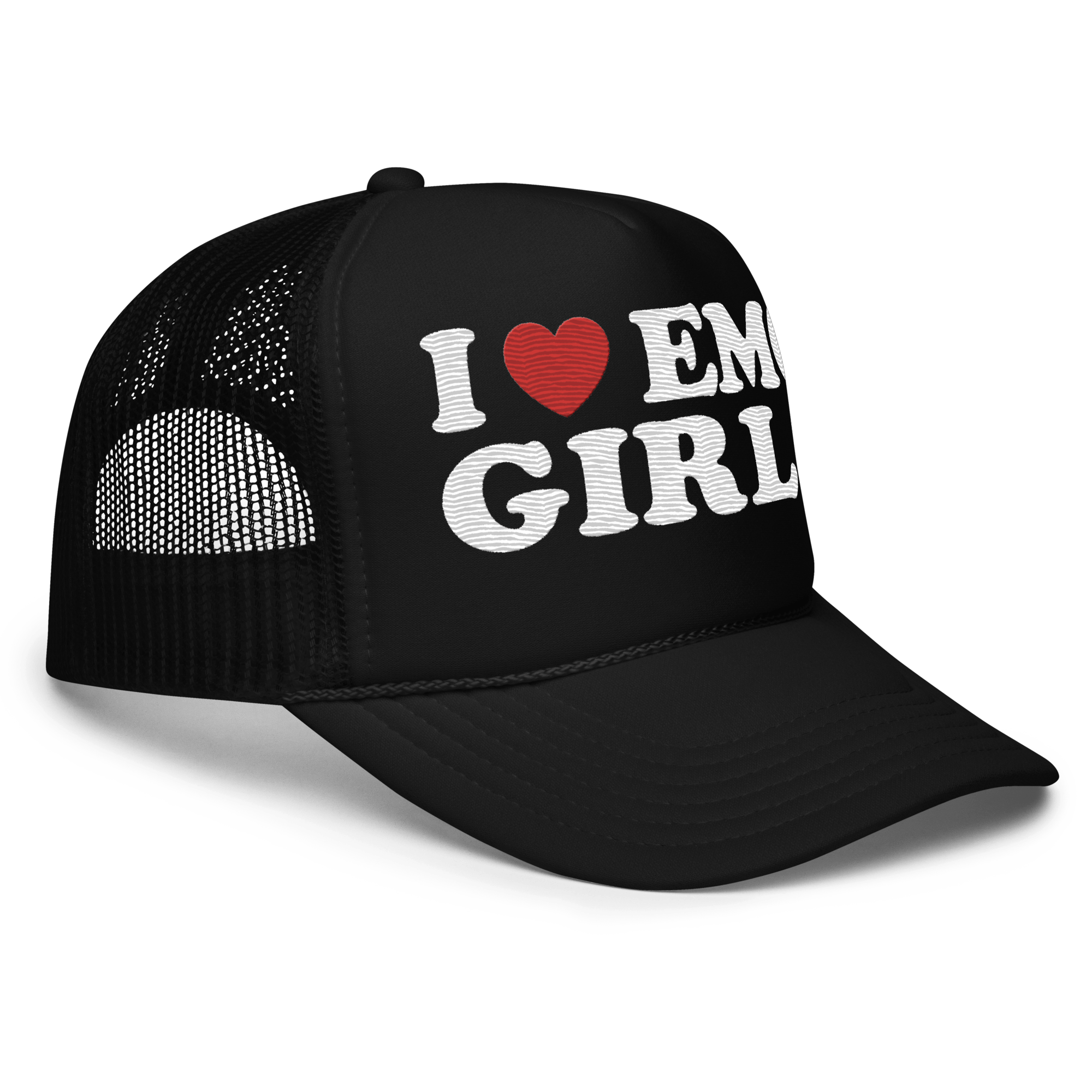 I Heart Emo Girls Foam Embroidered Trucker Hat