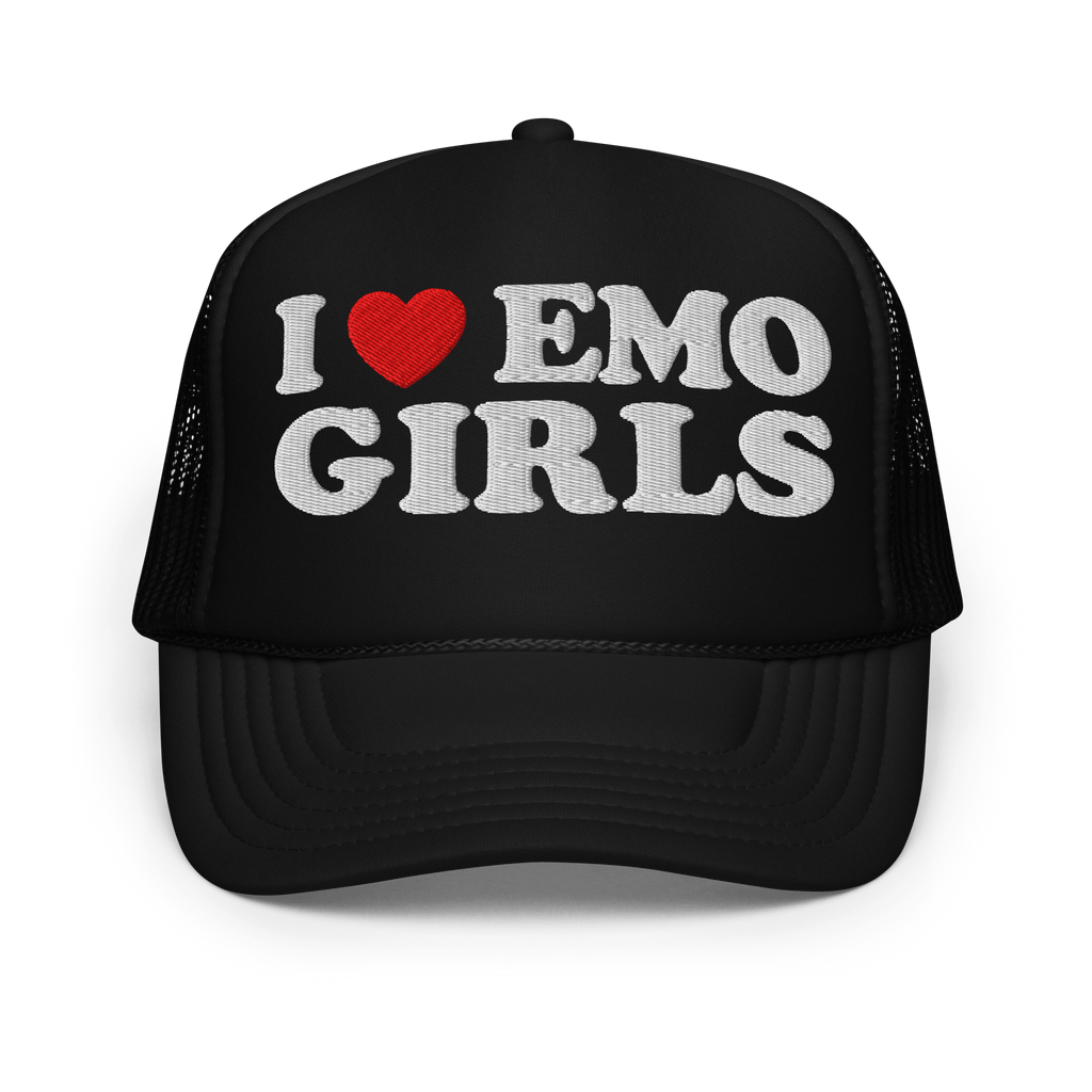 I Heart Emo Girls Foam Embroidered Trucker Hat