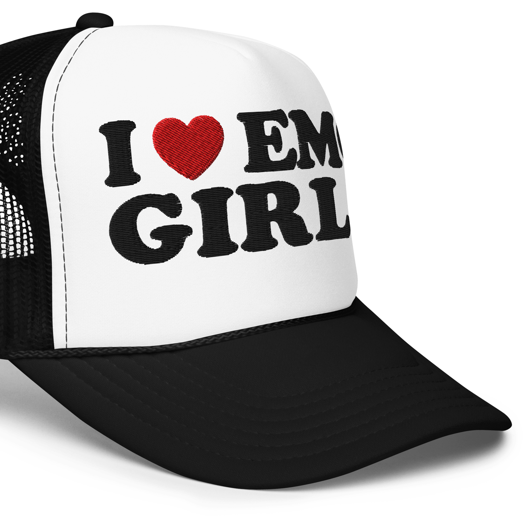 I Heart Emo Girls Foam Embroidered Trucker Hat