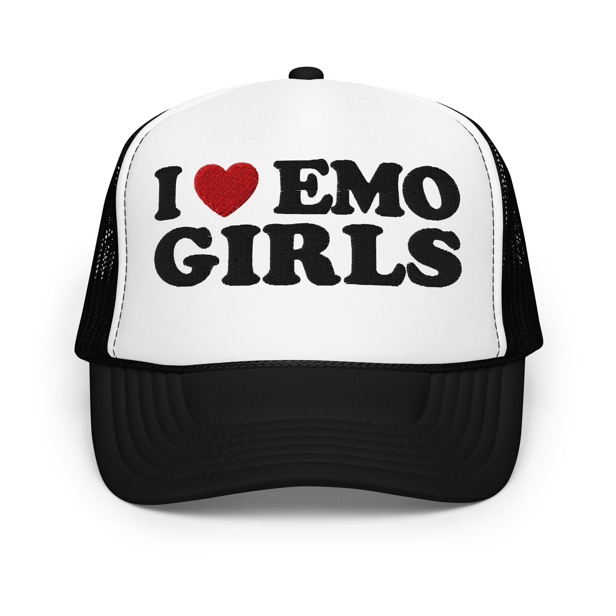 I Heart Emo Girls Foam Embroidered Trucker Hat