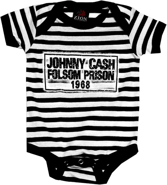 Johnny Cash Baby One Piece Folsom Prison Jail Stripes