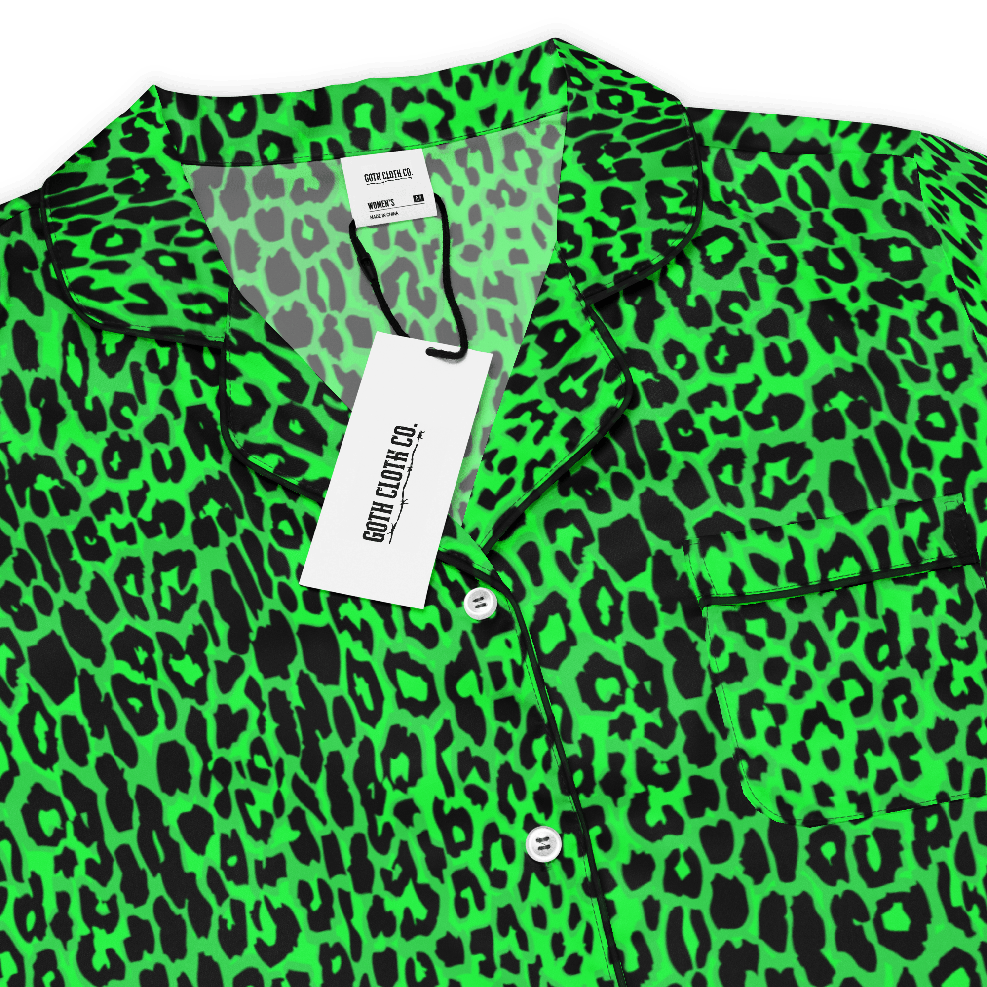 Lime Leopard Silky Pajama Top