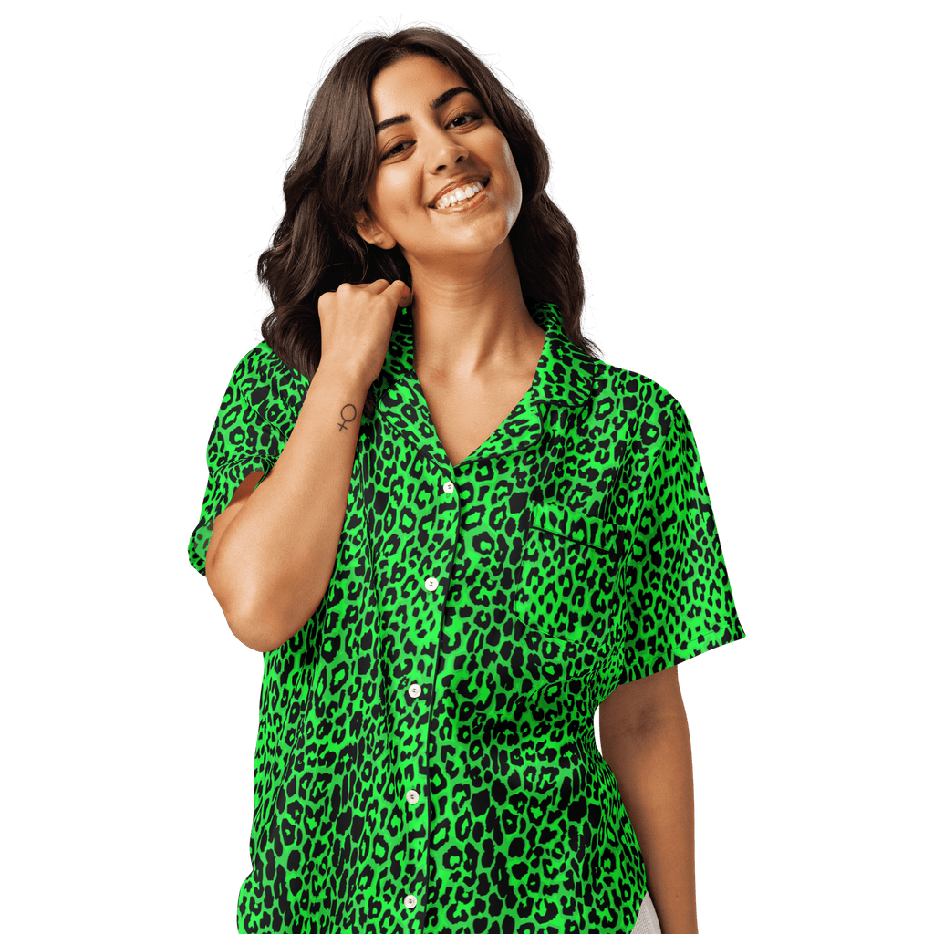Lime Leopard Silky Pajama Top