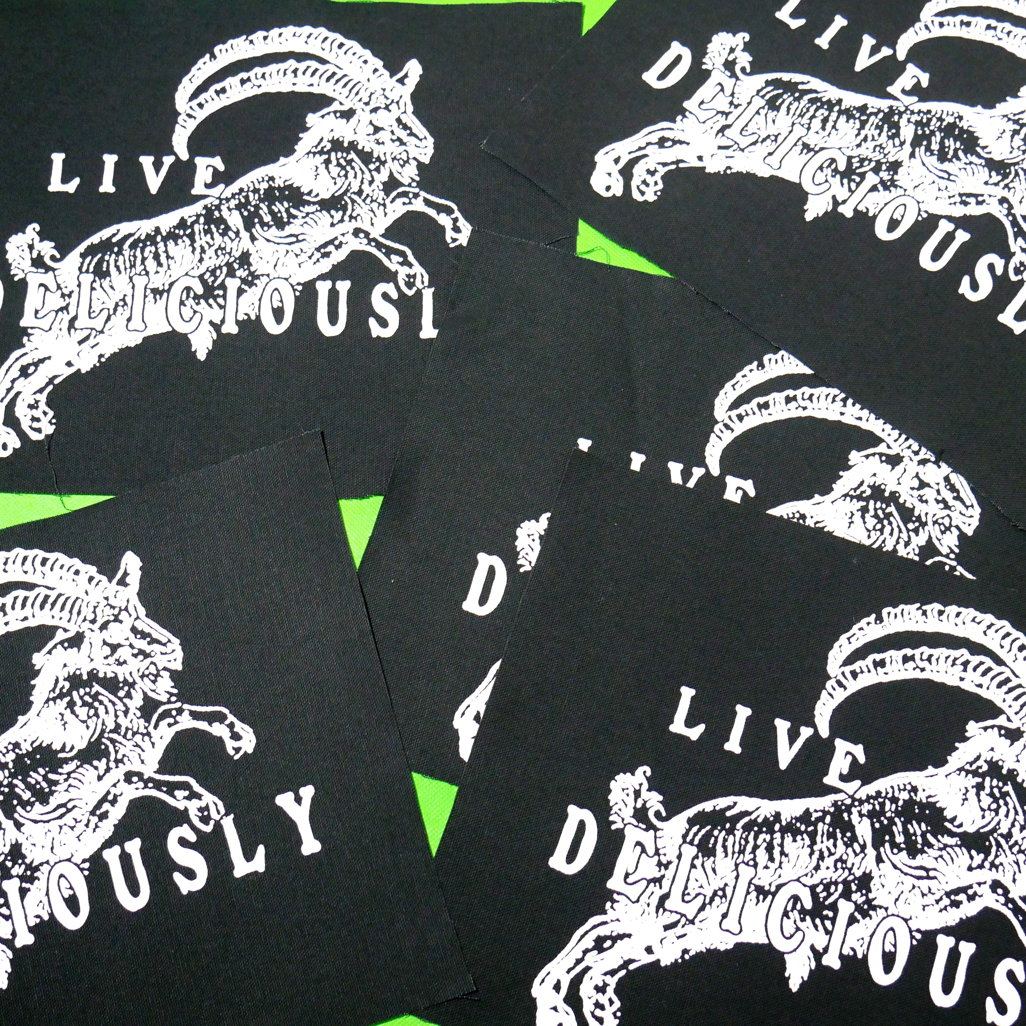 Live Deliciously Black Phillip Canvas Patch