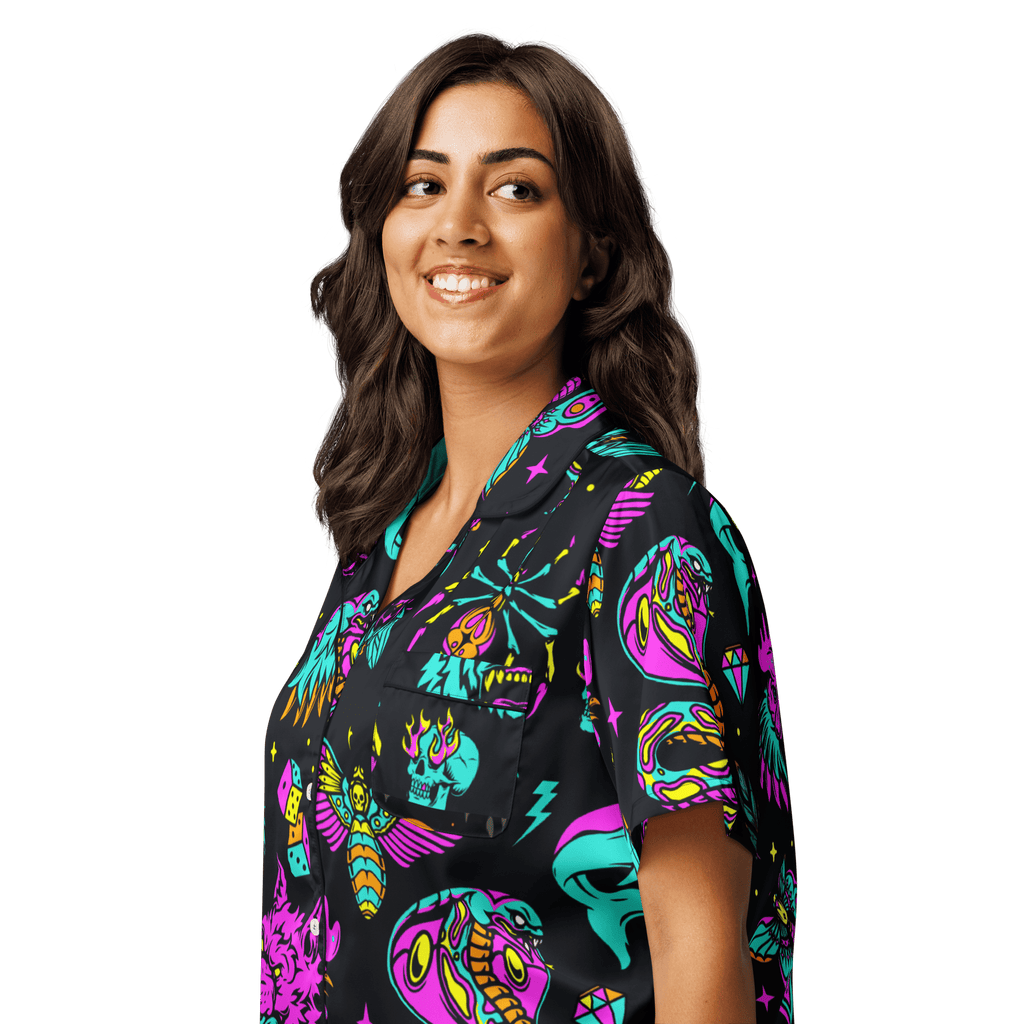 Neon Traditional Silky Pajama Top