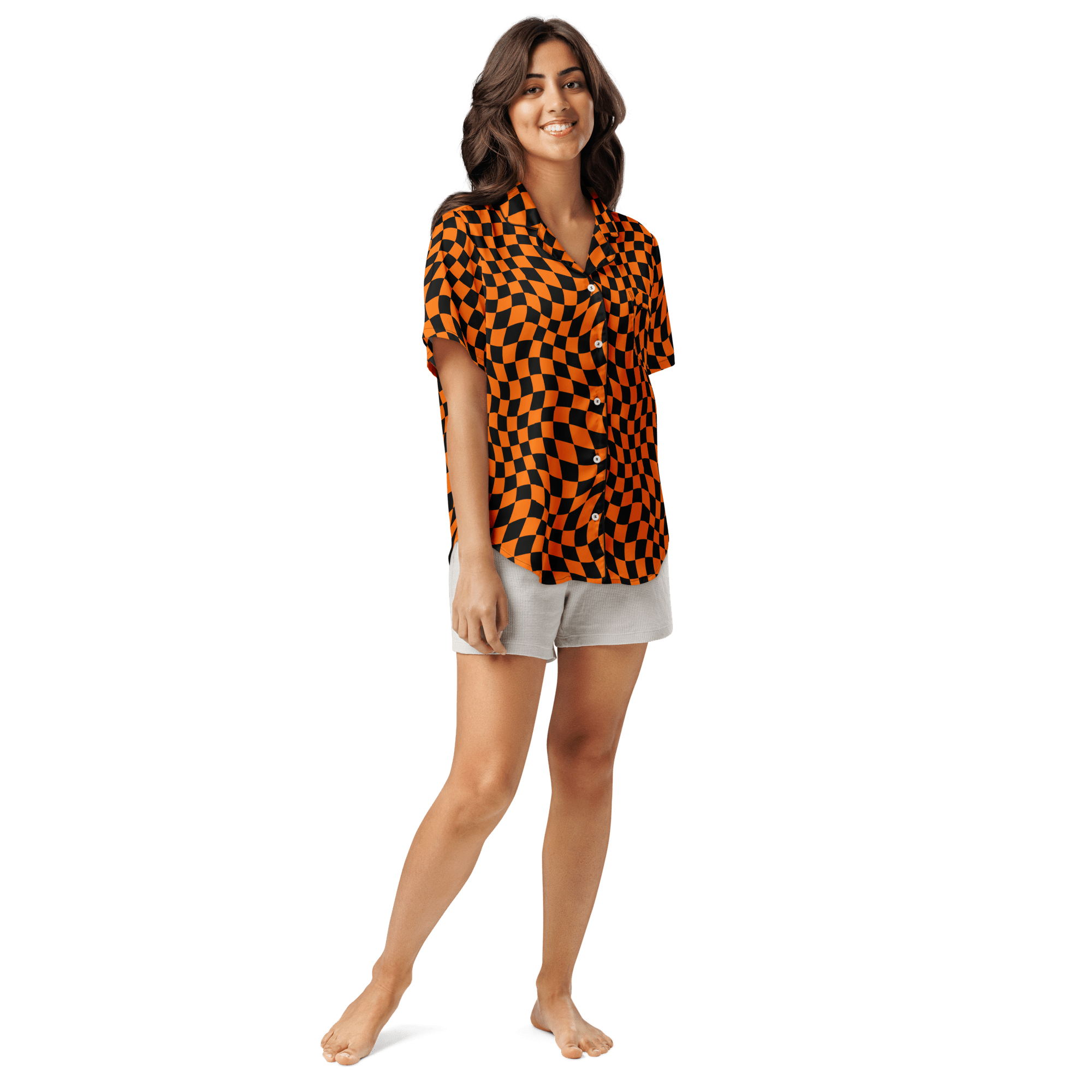 October Tiles Checkered Silky Pajama Top