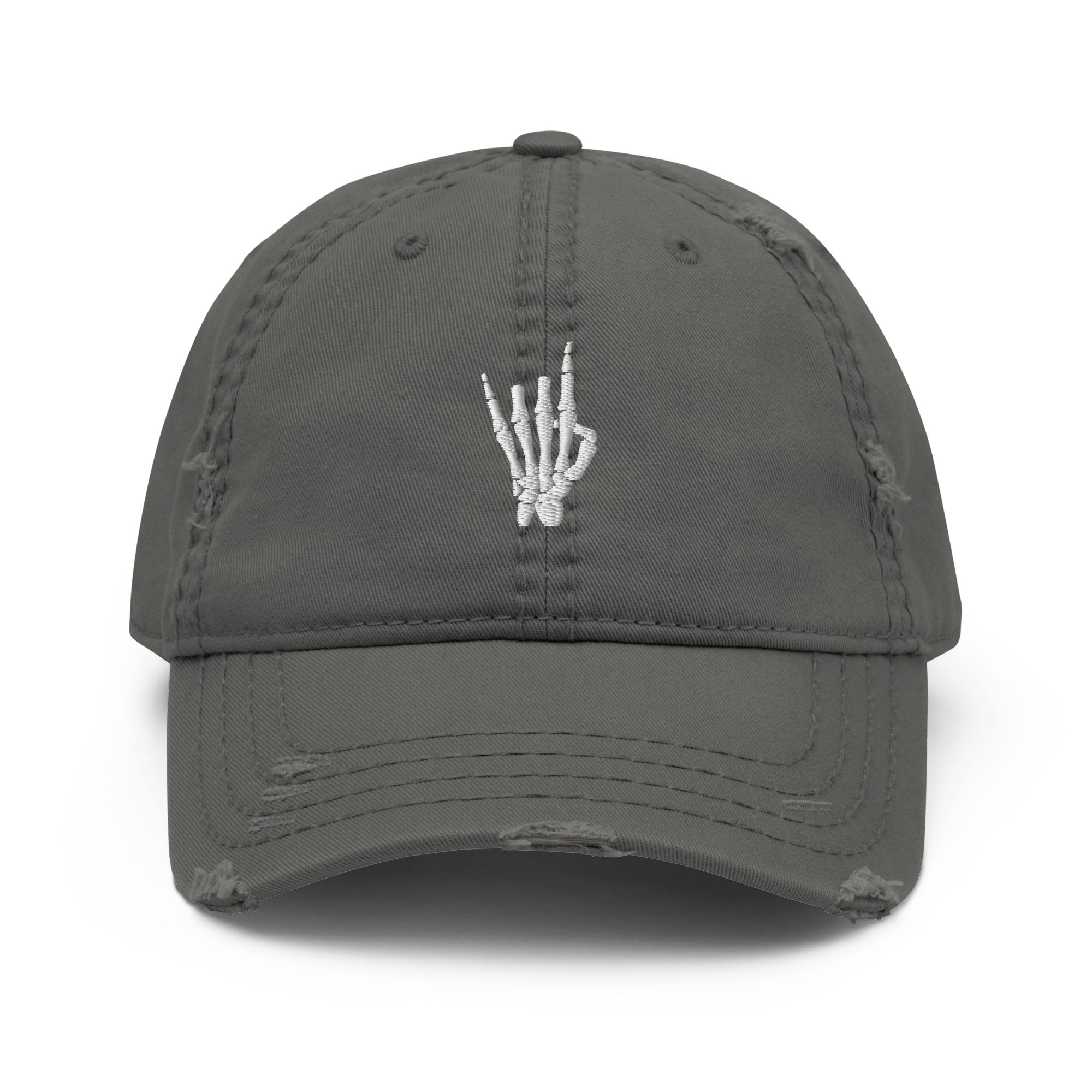 Rock On Skeleton Distressed Dad Hat